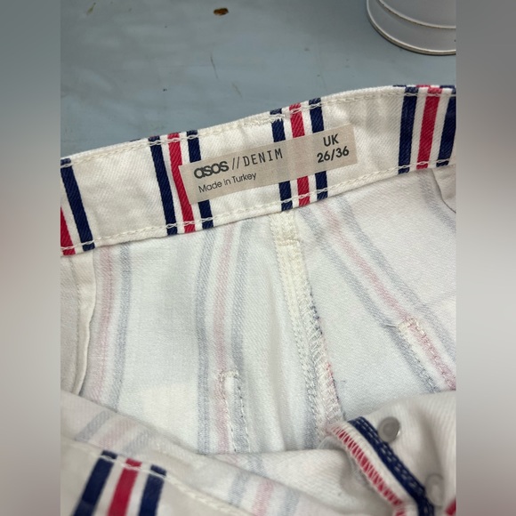 ASOS Design Tall Full Length Wide Straight Leg Striped Jeans Size 26x36 - Picture 9 of 10